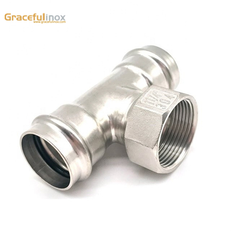 stainless steel press fitting accessories T coupling female 