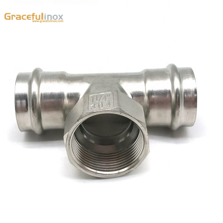 stainless steel press fitting accessories T coupling female 