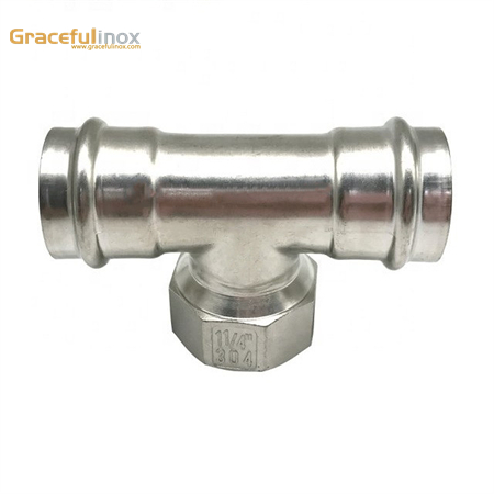 stainless steel press fitting accessories T coupling female 